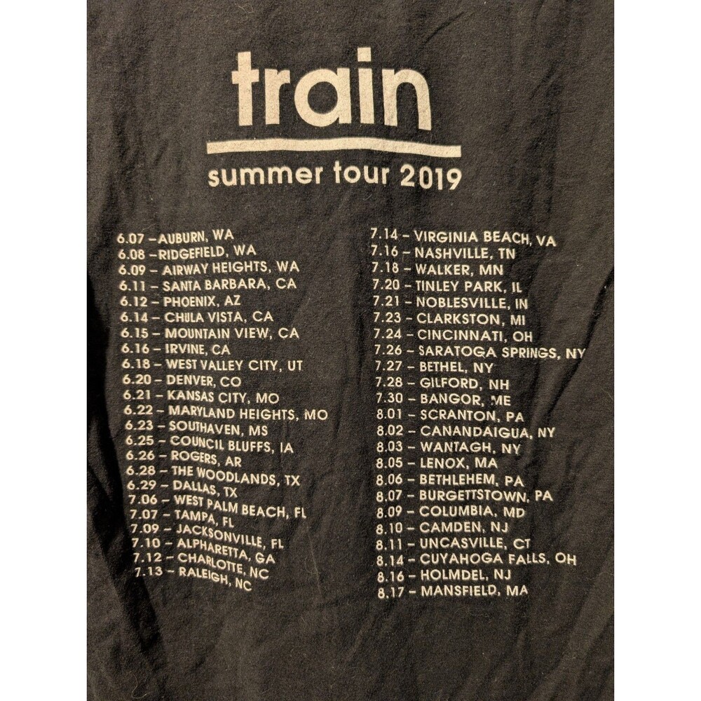 Train Summer Tour 2019 Concert T-Shirt Men’s Small Black Tultex Band Tee - Picture 9 of 13
